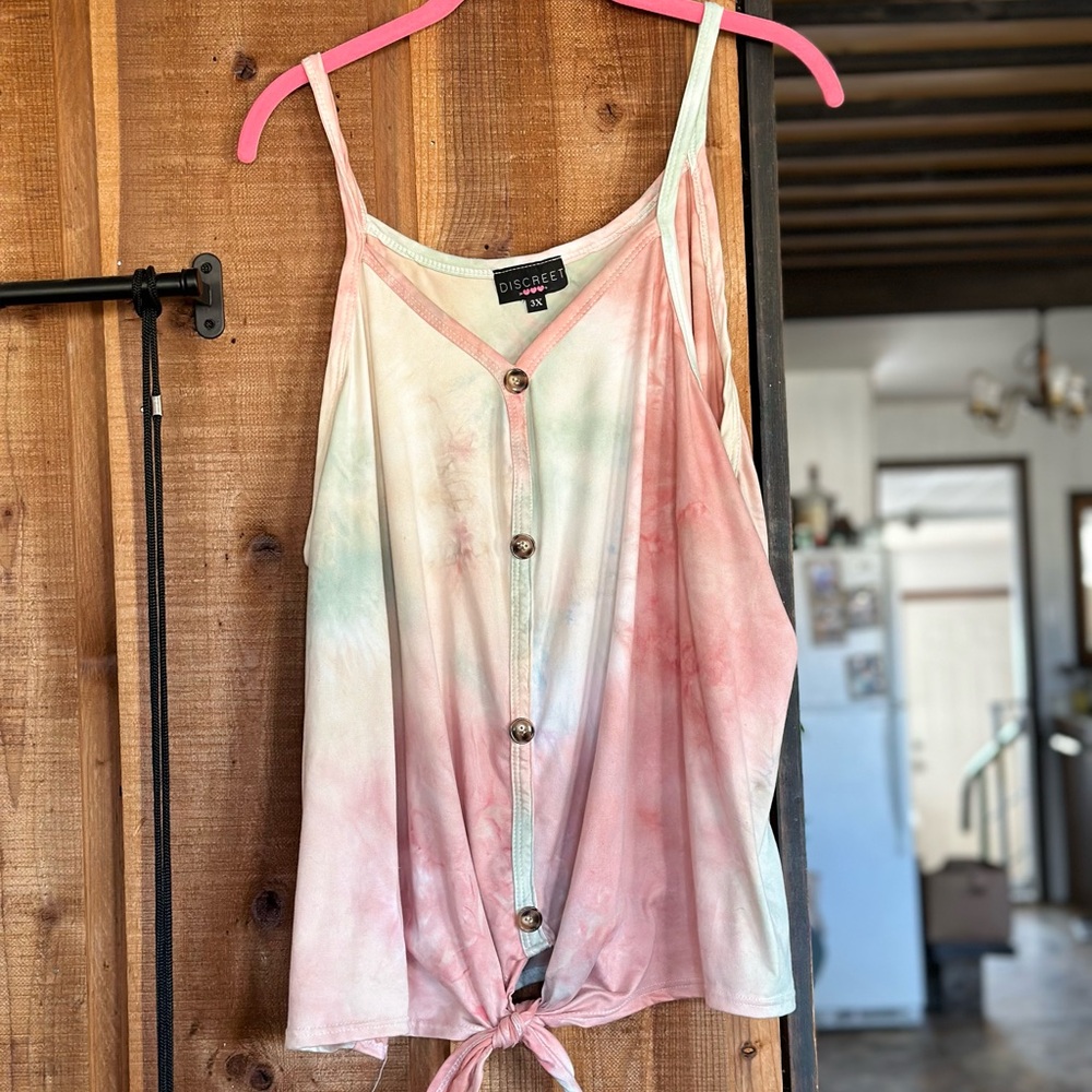 Tie-Dye Tank Top - Pink and Green